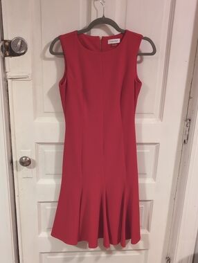 Calvin Klein Red Sleeveless Fit-and-Flare Dress